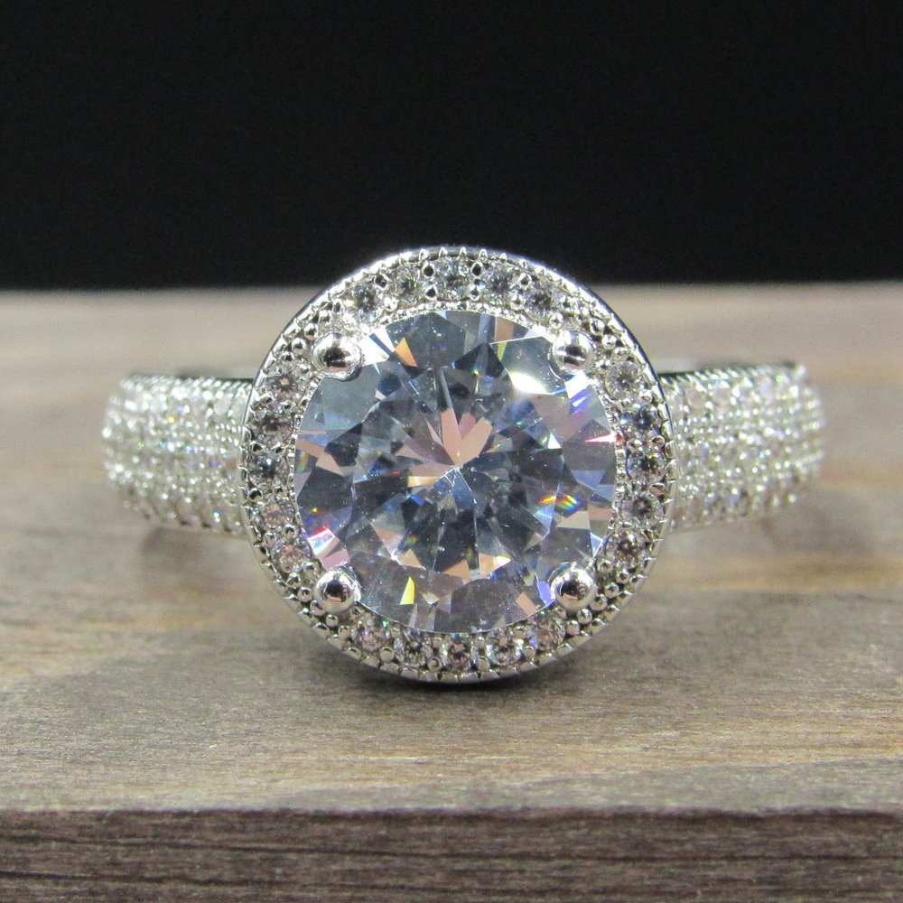 Size 6 Sterling Silver Bright Multiple CZ Gem Band